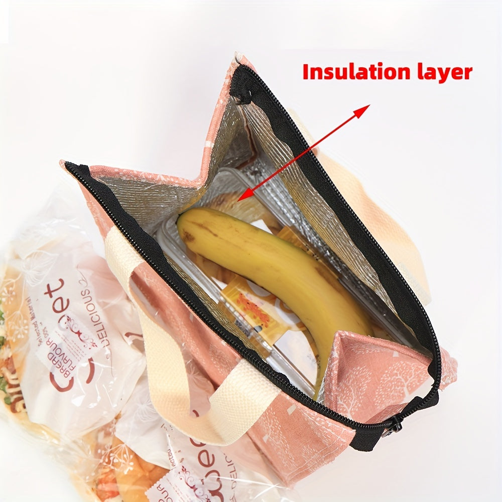 Tree Pattern Insulation Lunch Bag Portable Travel Picnic Bag