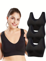 3 Pack Plus Size Sports Bras Set Women's Non Padded Yoga Bra Three Piece Set