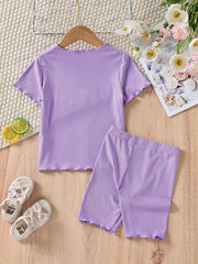 Toddler Girls Tie Dye Crew Neck Pullover & Shorts Set