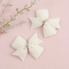 2pcs Faux Pearl Bow Hair Clips for Hair Bangs Braids Girls Baby Accessories