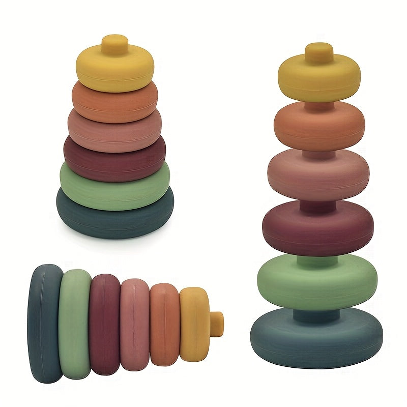 Colorful Silicone Stacking & Nesting Blocks for Toddlers