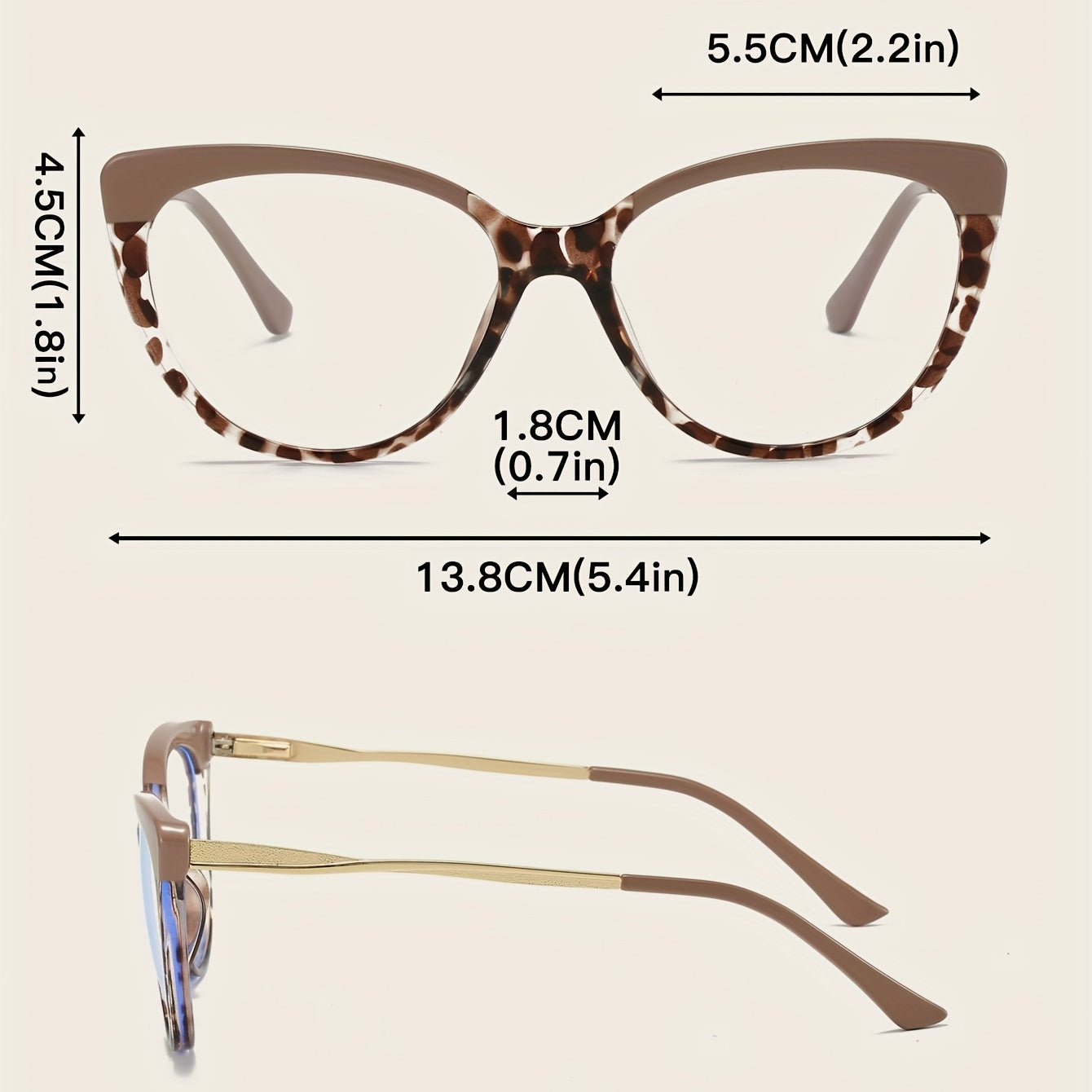Leopard Cat Eye Retro Glasses with Metal Temple