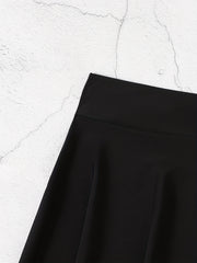 Solid Flare Cover Up Skirt High Stretch Elastic High Waist