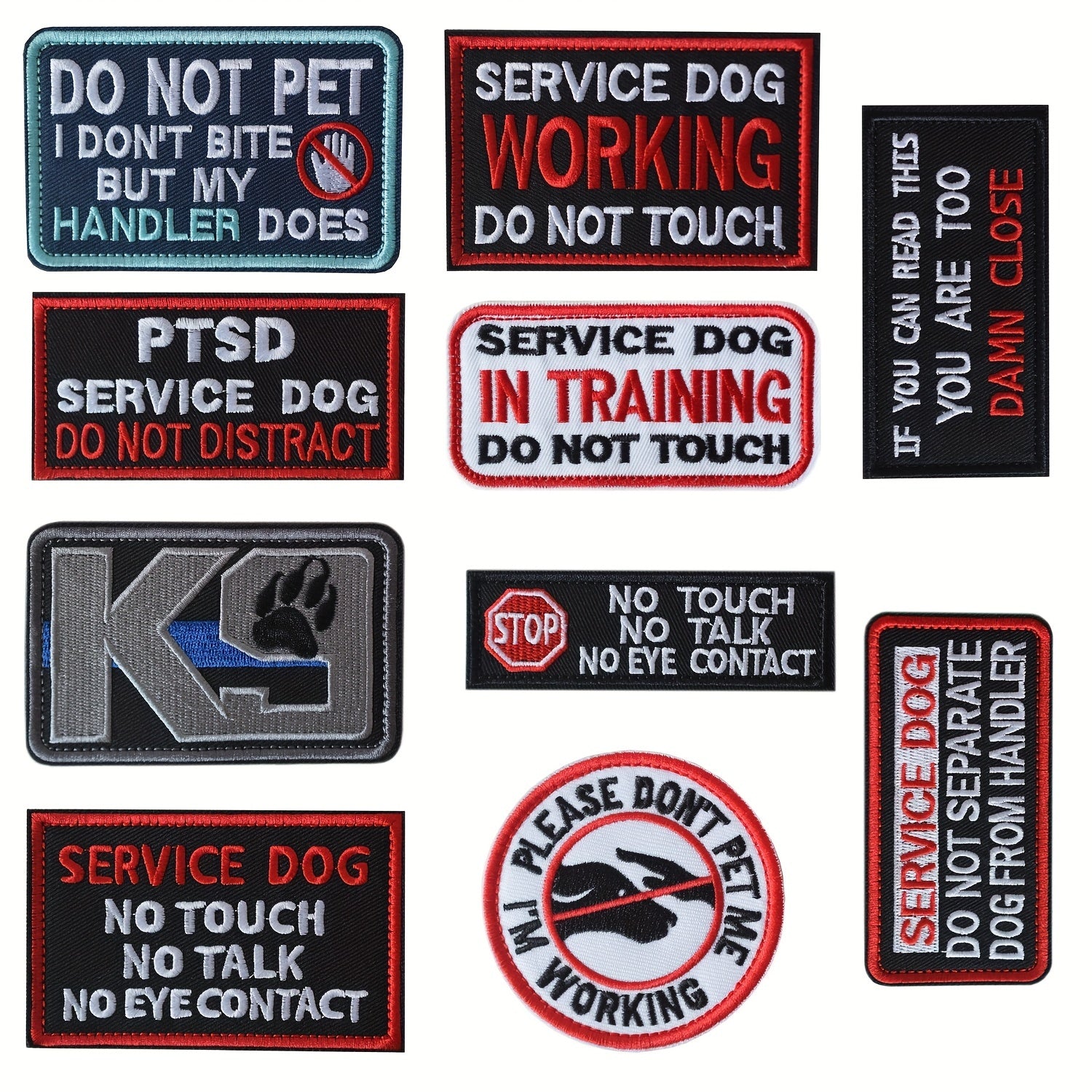 J CARP 10Pcs Service Dog Patches for Men Tactical Pet Training Fasten