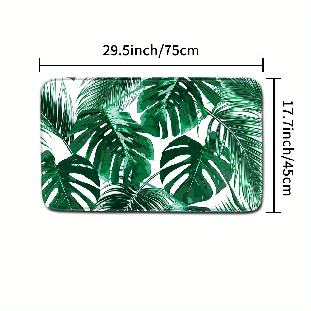 Green Leaves Shower Curtain Blanket Set Bathroom Decor