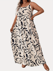  Graffiti Print Maxi Cami Dress