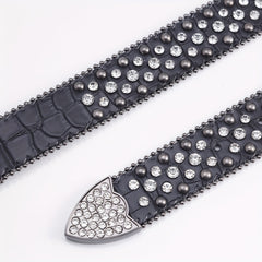 Hip Hop Street Style Diamond Inlaid Leather Belt for Men and Women