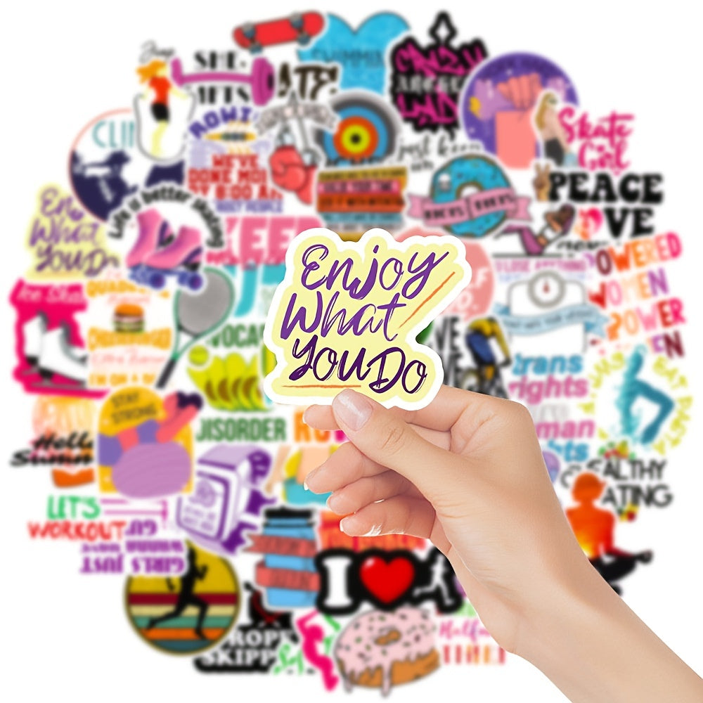 50pcs Weight Loss Exercise Fitness Doodle Waterproof Sticker DIY