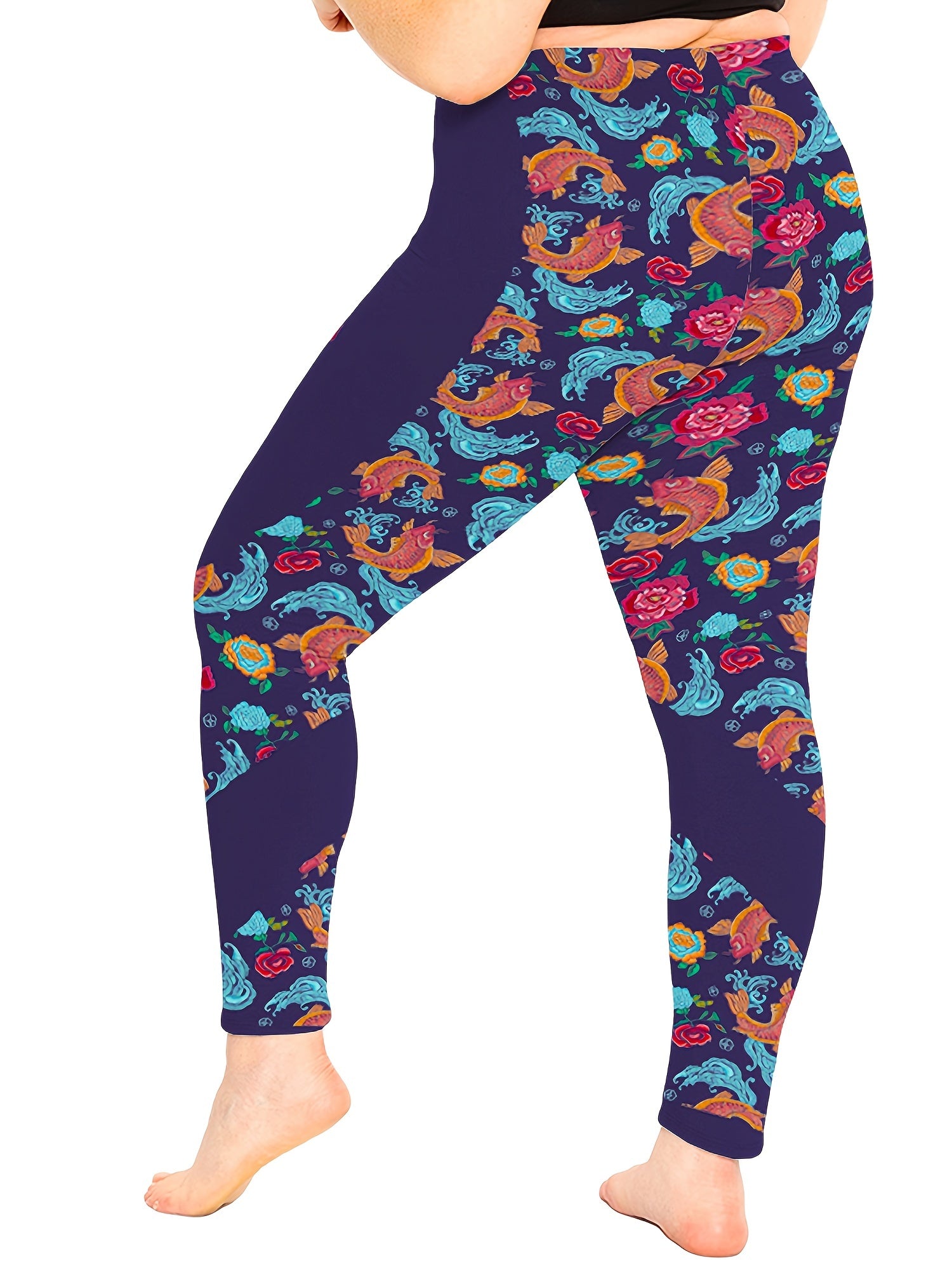  Fish Print High Waisted Yoga Leggings