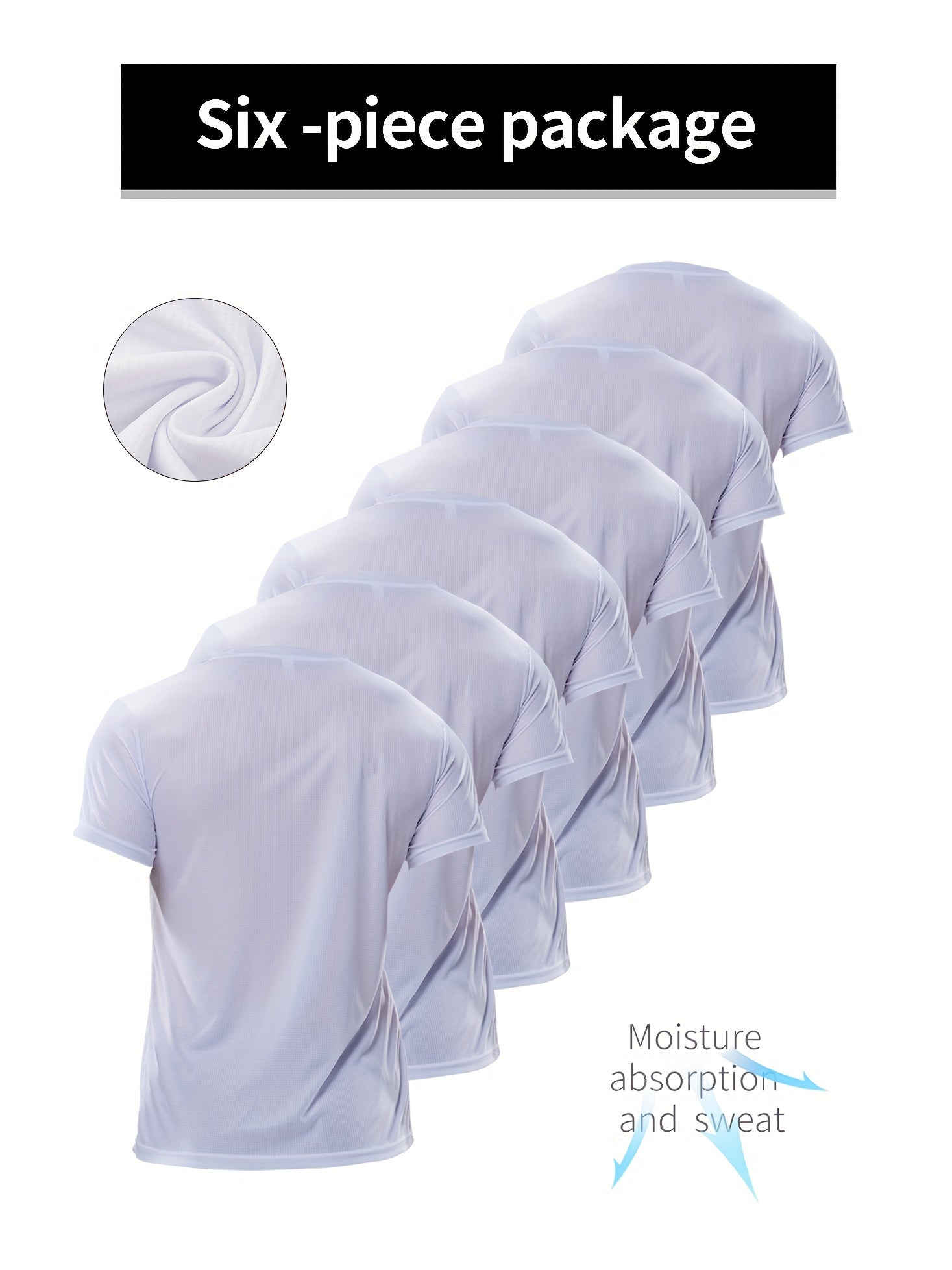 6 Pcs Men's Solid Short Sleeve T shirt Casual Quick drying Tees For Summer