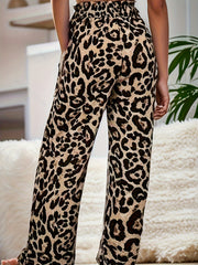  Leopard Print High Rise Wide Leg Pants