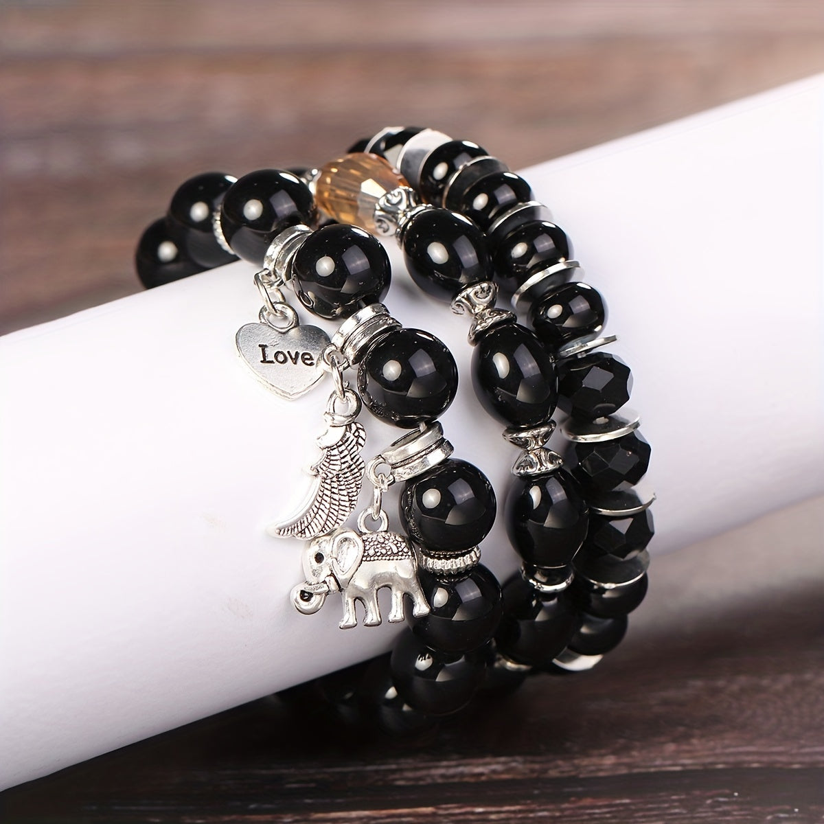 Bohemian Beaded Elephant Wings LOVE Ball Bracelet