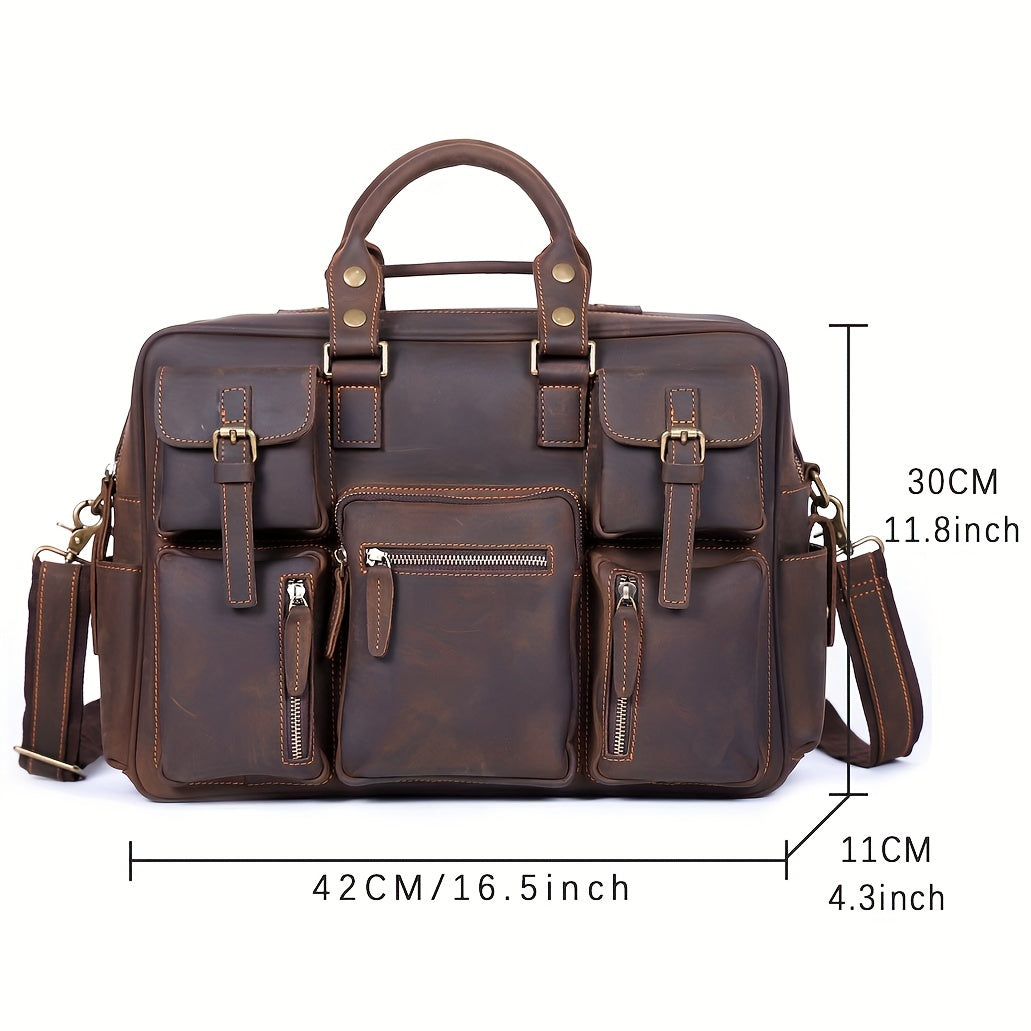 Vintage Leather Large Capacity Briefcase 40 64 Cm Laptop Bag