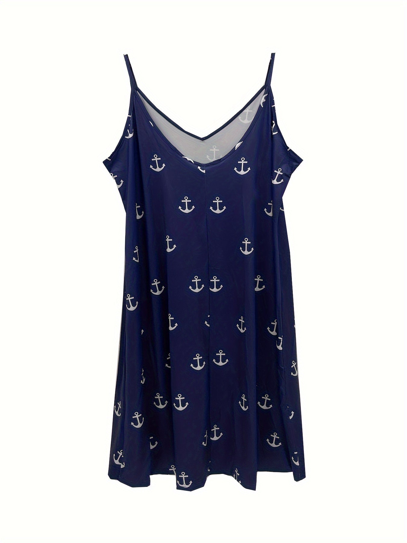  Anchor Print V Neck Stretch Cami Dress