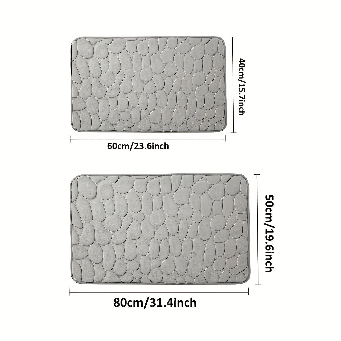 Cobblestone Embossed Memory Foam Bath Mat Non Slip Washable Thick Bath Rug