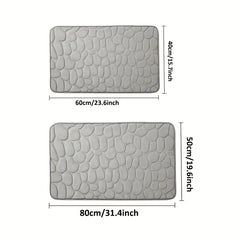 Cobblestone Embossed Memory Foam Bath Mat Non Slip Washable Thick Bath Rug