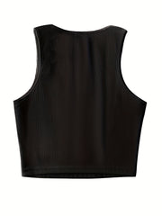  Sexy Tank Top Women's Plus Micro Ribbed Solid Sleeveless