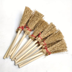 12pcs Mini Bamboo Brooms Red Ribbon Craft Decor Halloween Party