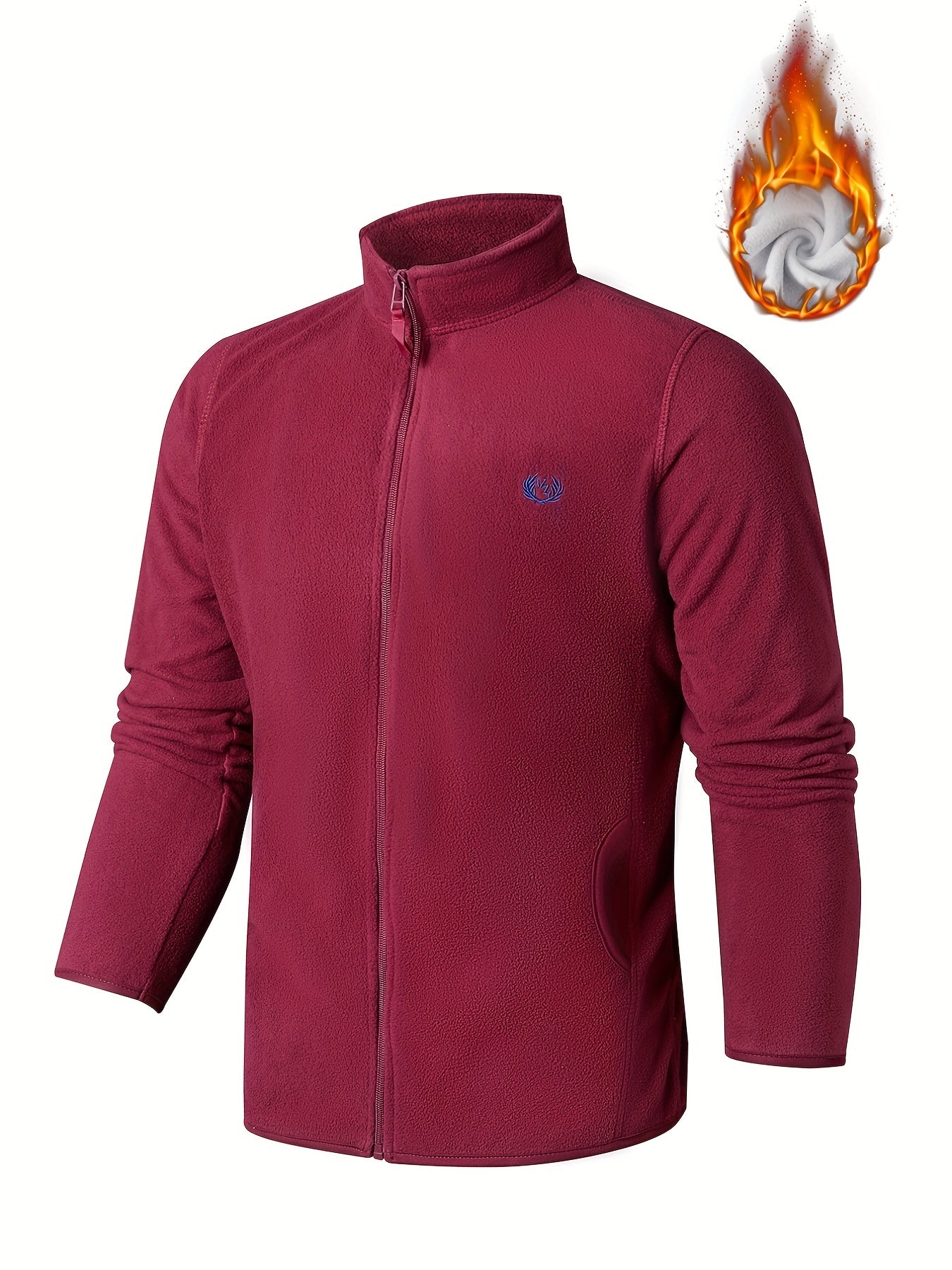 Men's Stand Collar Fleece Jacket Zipper Coat