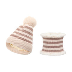 2pcs Warm Striped Hat & Scarf Set