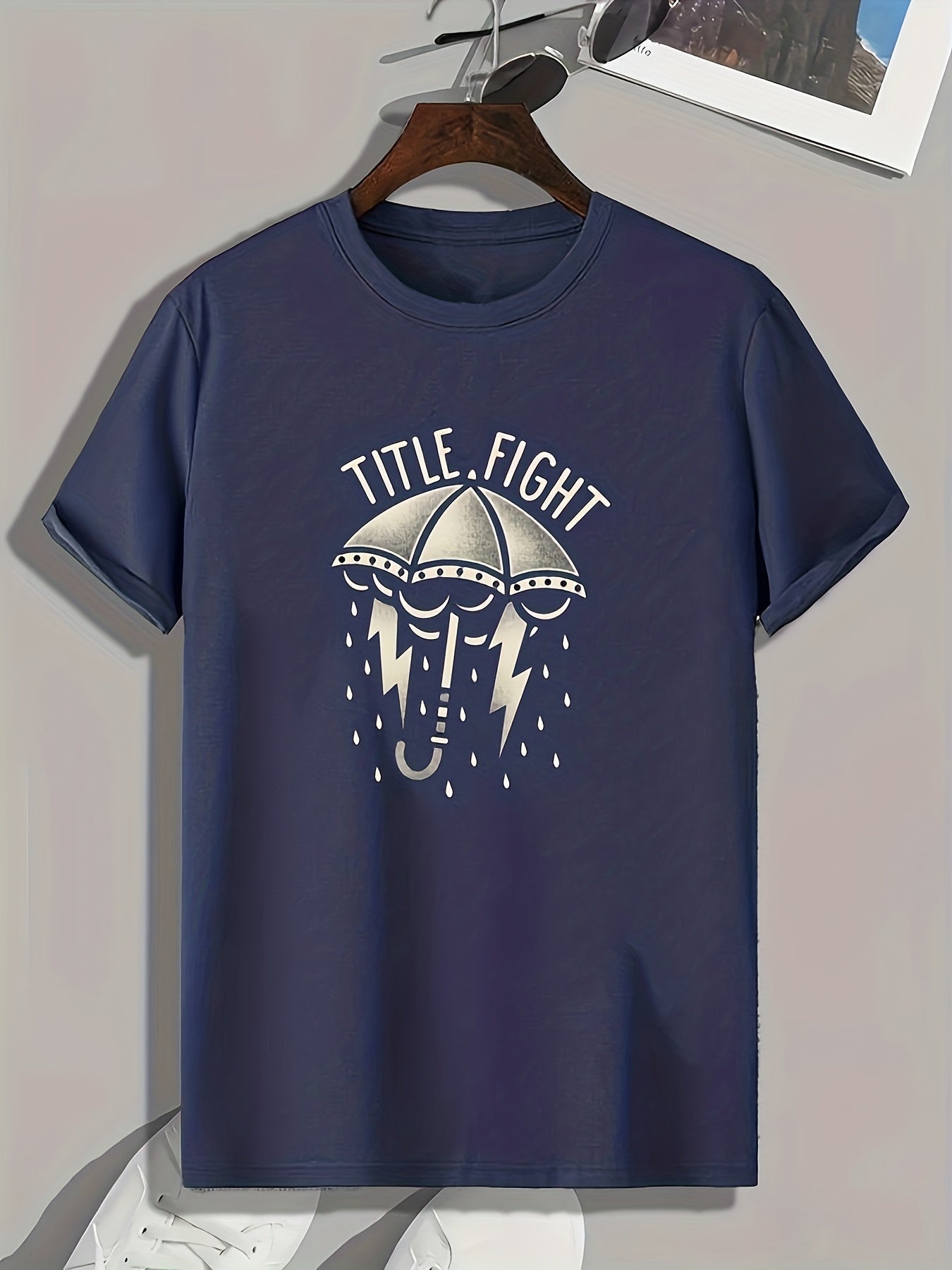 Men's Umbrella Print Graphic T-shirt for Summer