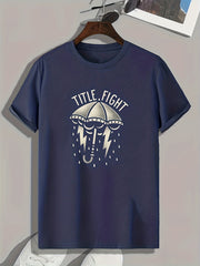 Men's Umbrella Print Graphic T-shirt for Summer