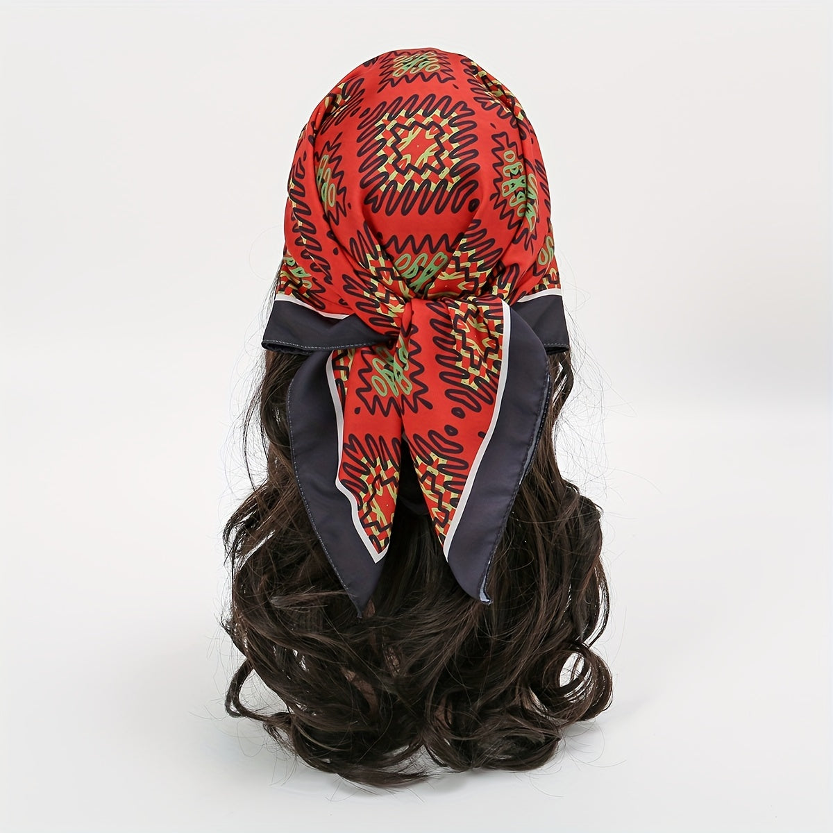 Red Bandana Boho Printed Square Scarf Neckerchief Head Wrap