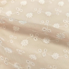 1yd Comfortable Embroidered Chiffon Fabric for DIY Clothes Pants Dress
