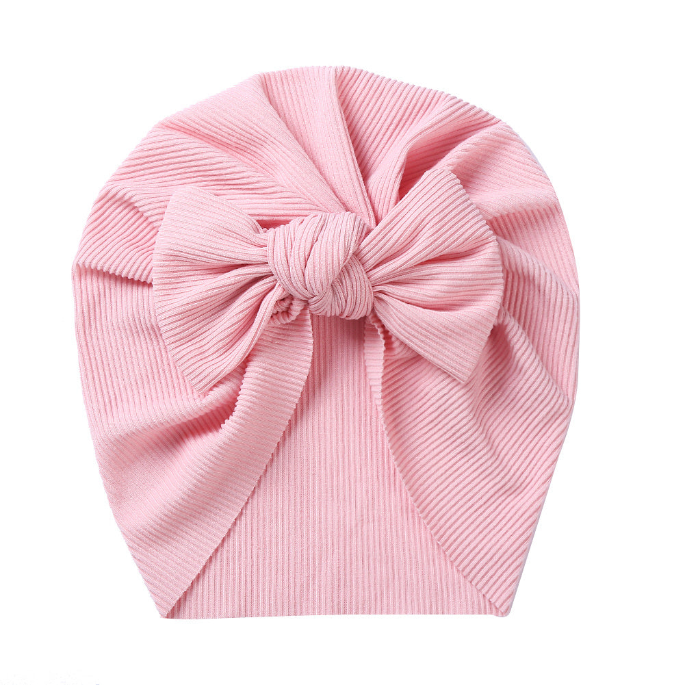 Newborn Infant Bow Decor Head Wrap Beanie Hat Turban Headband Headwear