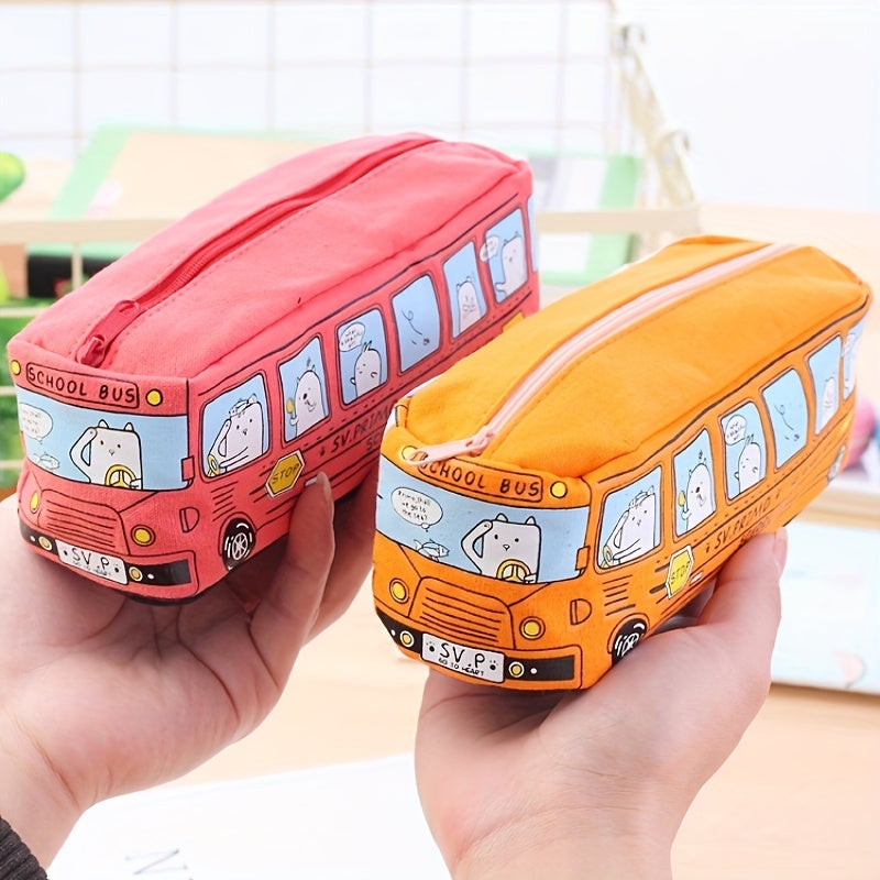 Creative Cartoon Bus-Shaped Pencil Case - Large Capacity Student Pencil Case