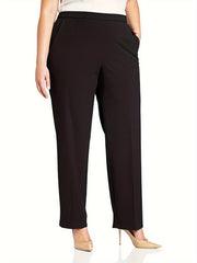 Solid High Stretch Straight Leg Pants With Pockets