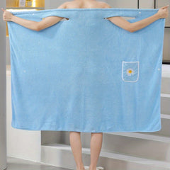 Coral Fleece Bathrobe Strong Absorption Spa Wrap Towel