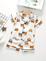 Boys Teen Bear Graphic Shirt & Shorts Set for Summer