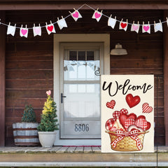 Valentines Love Heart Garden Flag Double Sided Outdoor Welcome Rustic Yard Flag