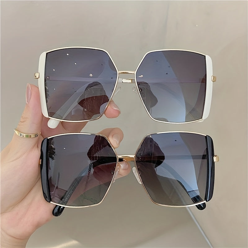Metal Oversized Square Frame Sunglasses Classic Sunshade Eyewear