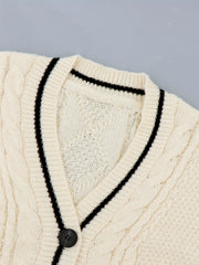  Stripe & Star Print Button Up Long Sleeve Cardigan