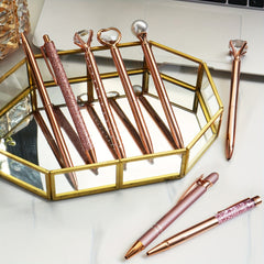 Rose Gold Ballpoint Pens with Quicksand Glitter Diamondoid
