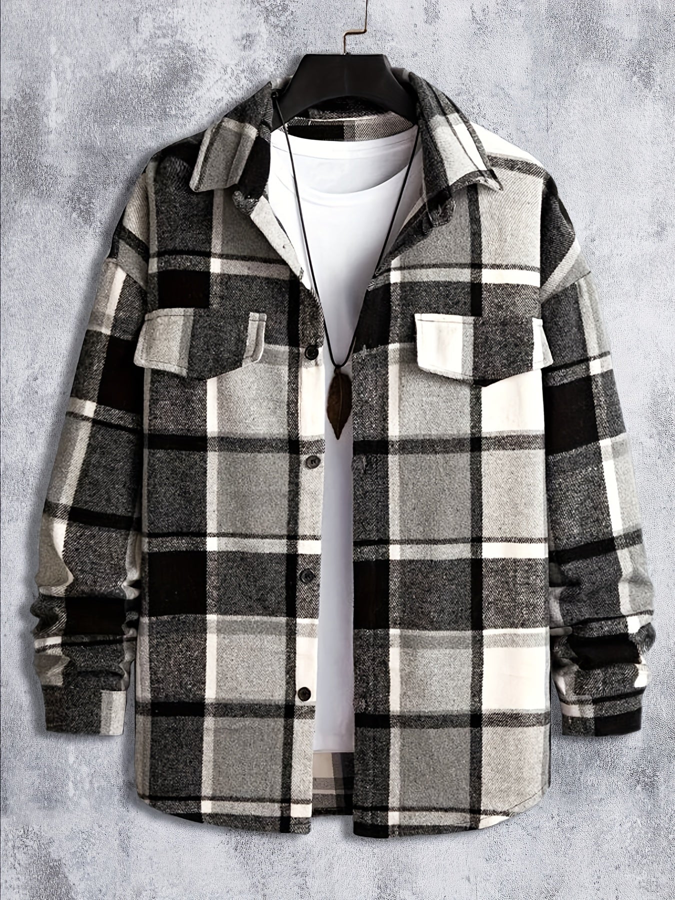 Plaid Shirt Men's Casual Button Up Long Sleeve Shirt Jacket