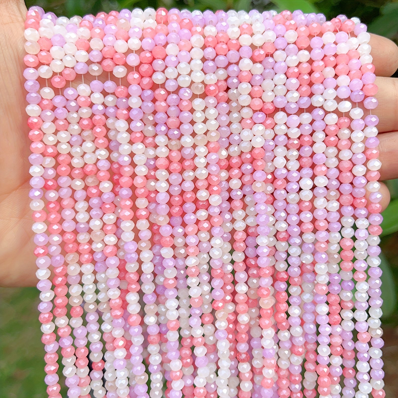 100pcs 4mm Pink & Mixed Faceted Glass Beads - DIY Jewelry Spacer Beads