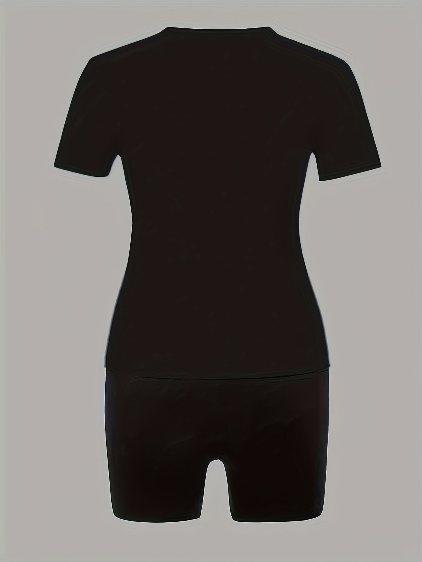  Lip & Letter Print Short Sleeve Top & Shorts Set
