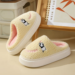 Women's Embroidered Animal Slippers Non-slip Fluffy Indoor Shoes
