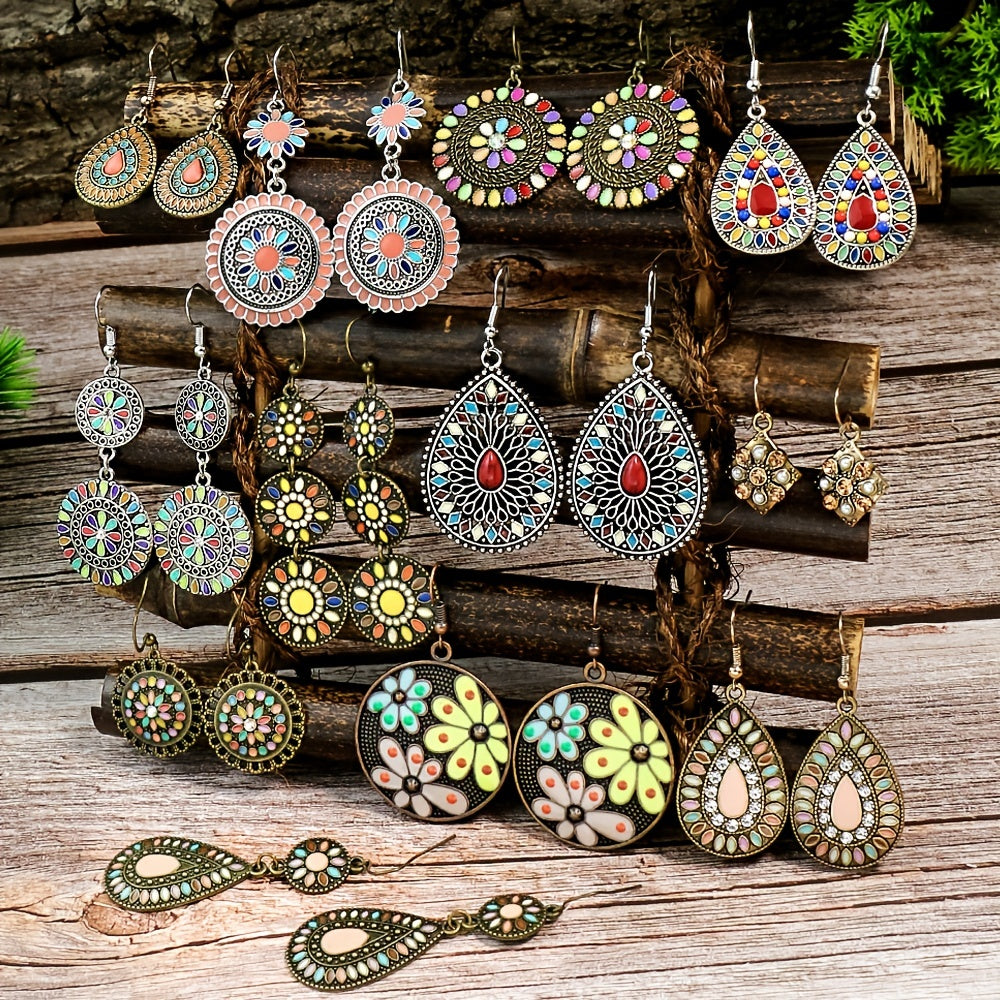 Vintage Style Turquoise Dangle Earrings Geometric Shape