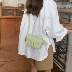 Square Quilted Chain Bag Turn Lock Shoulder Bag