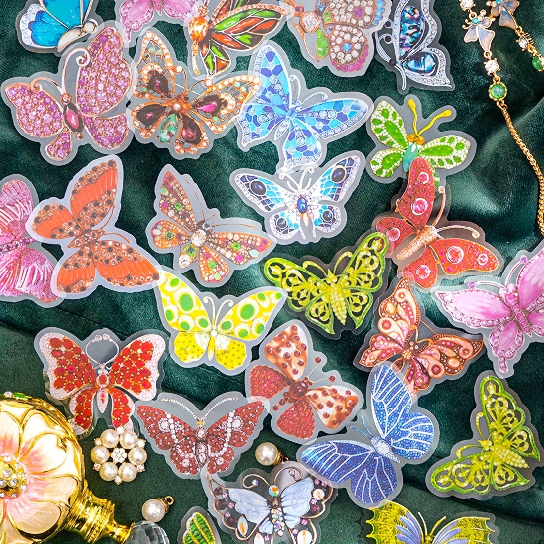 30pcs Crystal Butterfly Stickers for Journaling Scrapbooking Wall Crafts