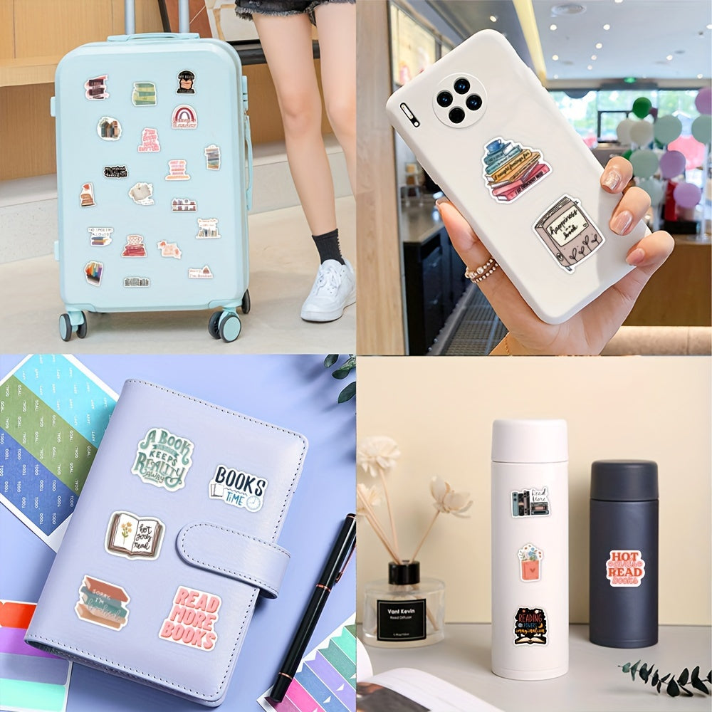 51pcs Bookish Stickers Book Stickers For Kindle Laptop Phone Water Bottle