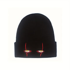 Thickened Horror Clown Eyes Embroidered Knitted Hat Warm Pullover Hip Hop Beanie