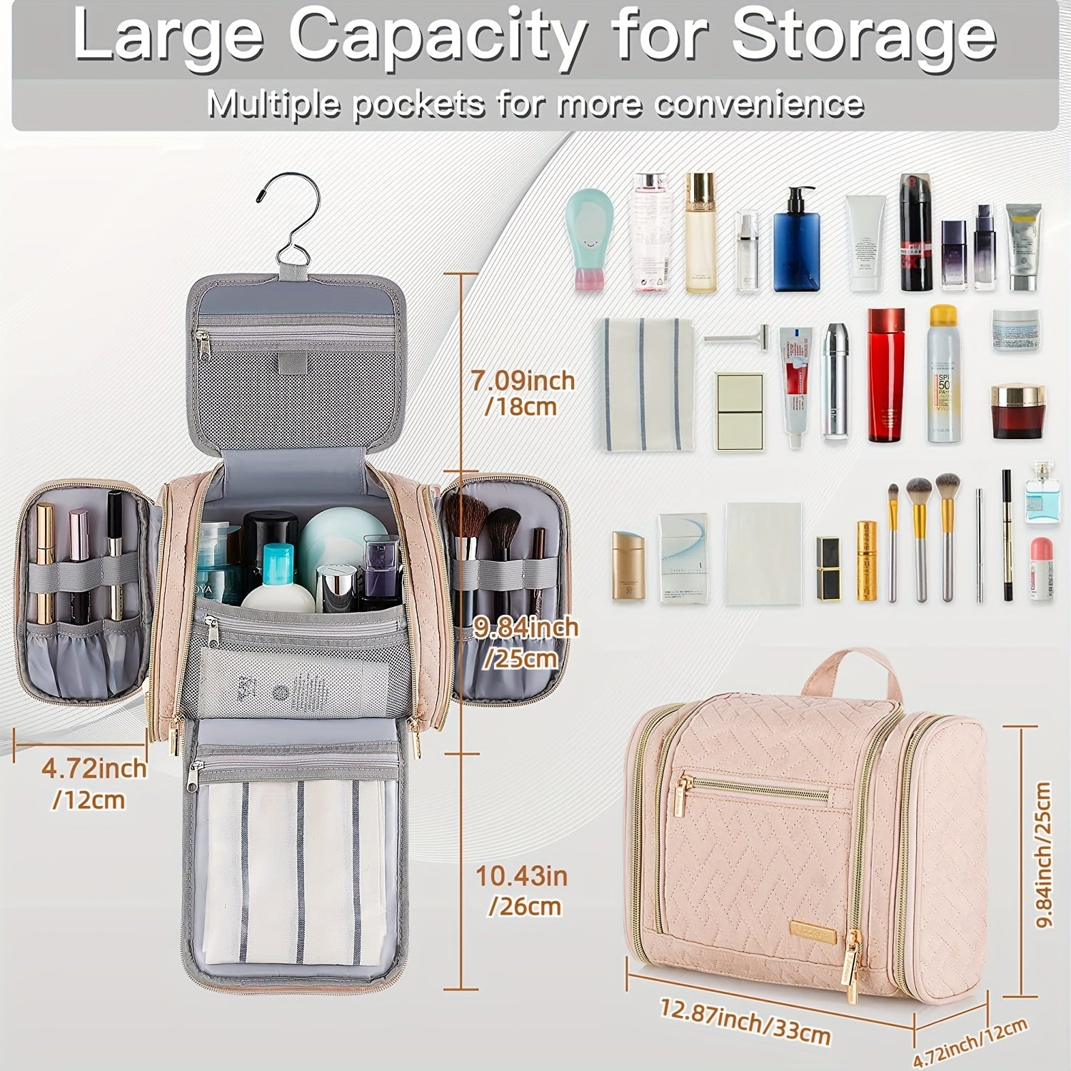 Large Travel Toiletry Bag Water resistant Makeup Organizer