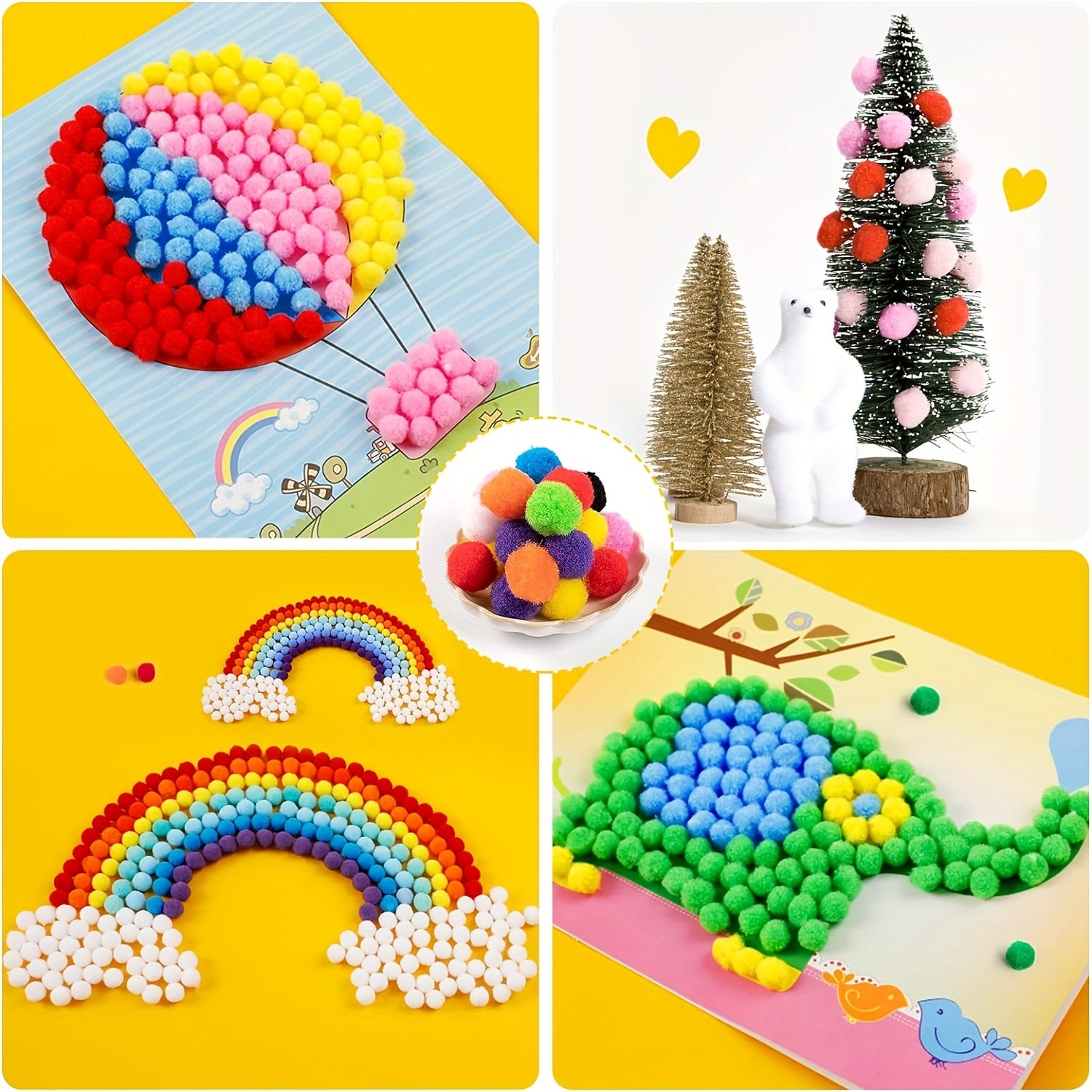 1200pcs Colorful Pom Poms Arts And Crafts DIY Kids Project Party Holiday Decor