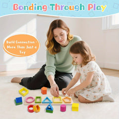 Wooden Toy Shape and Color Recognition Blocks Set