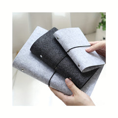 Dark Grey Felt Notepad Binder Cover, Portable Account Book Travel Journal